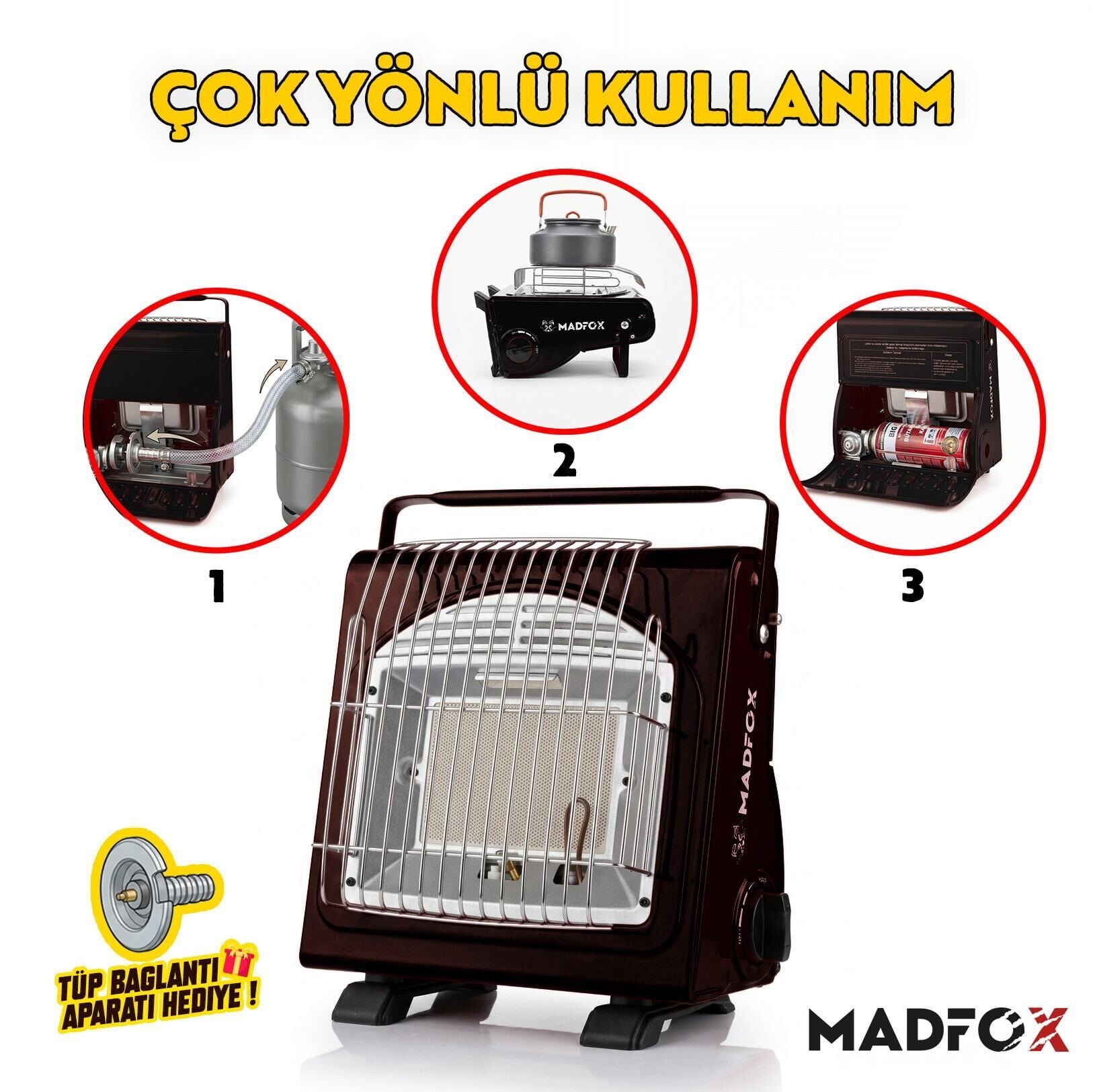 Madfox Blaze Pro Kamp Tipi Portatif Gazlı Soba SİYAH