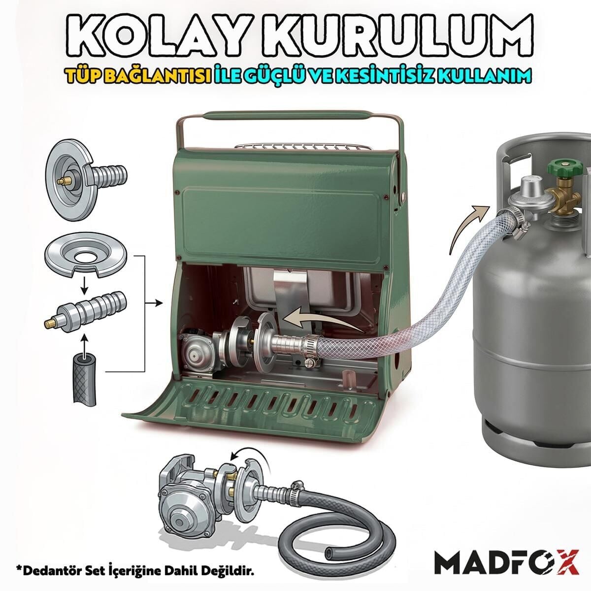 Madfox Blaze Pro Kamp Tipi Portatif Gazlı Soba HAKİ