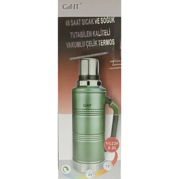 Gint Vakumlu Avcı Kamp Termosu Yeşil 2.2 Litre