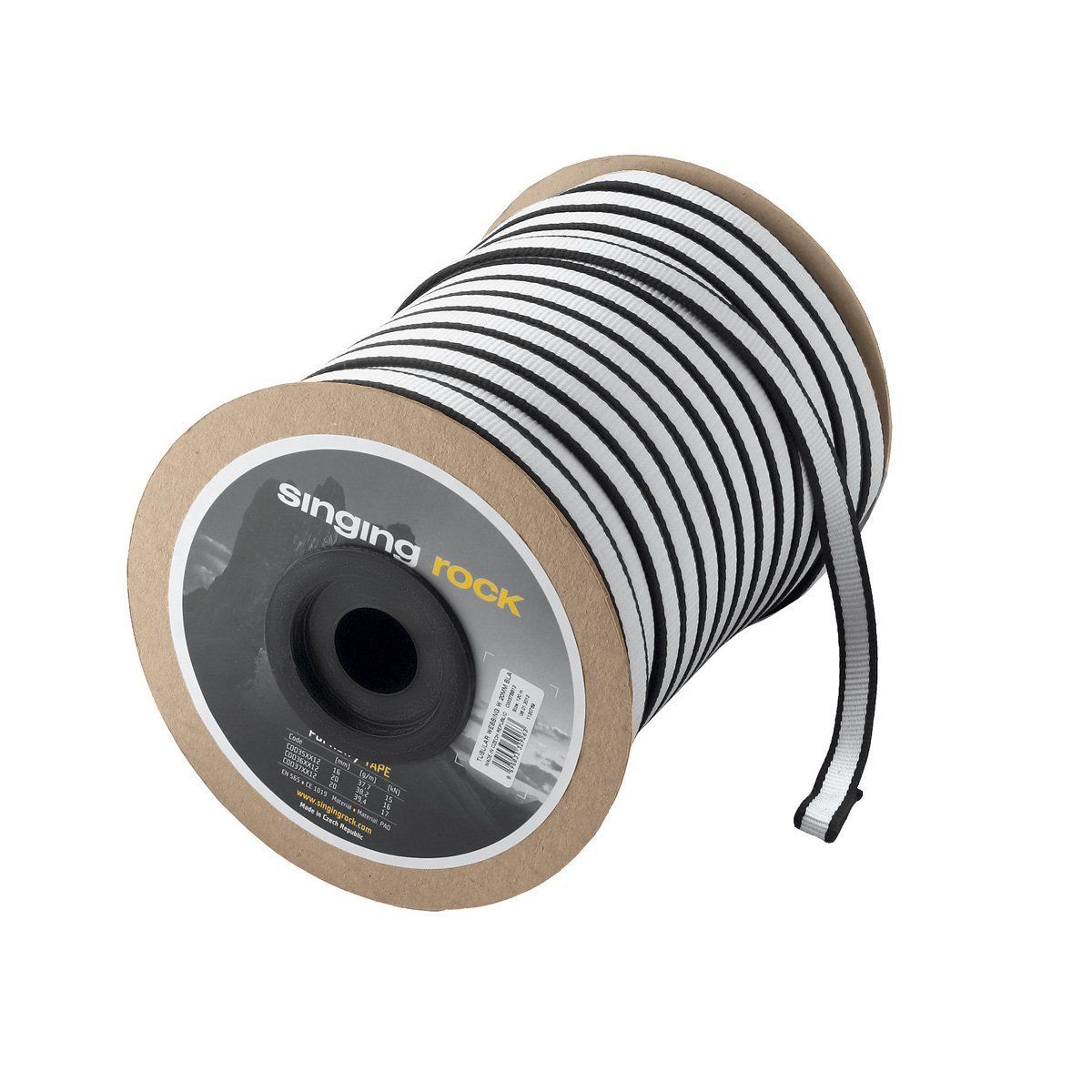 Flat Webbing W.16mm, 120m. Perlon Bant White-Black