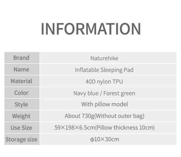 Naturehike FC-12 Infatable Şişme Kamp Matı