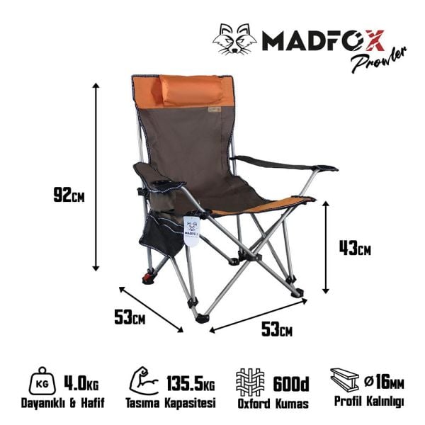 Madfox Prowler 3 Kademeli Yatabilen Kamp Sandalyesi