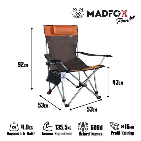 Madfox Prowler 3 Kademeli Yatabilen Kamp Sandalyesi