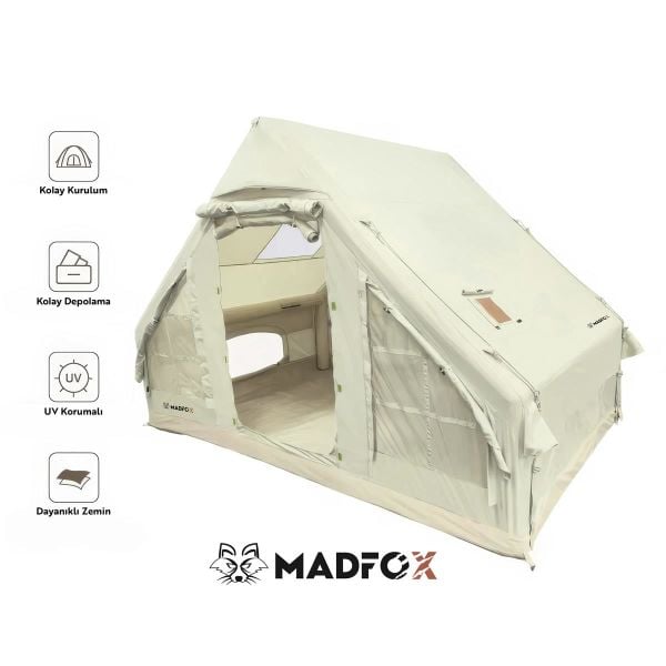 Madfox Bigless Glamping Cotton Inflatable Şişme Çadır [ Baca Çıkışlı ]