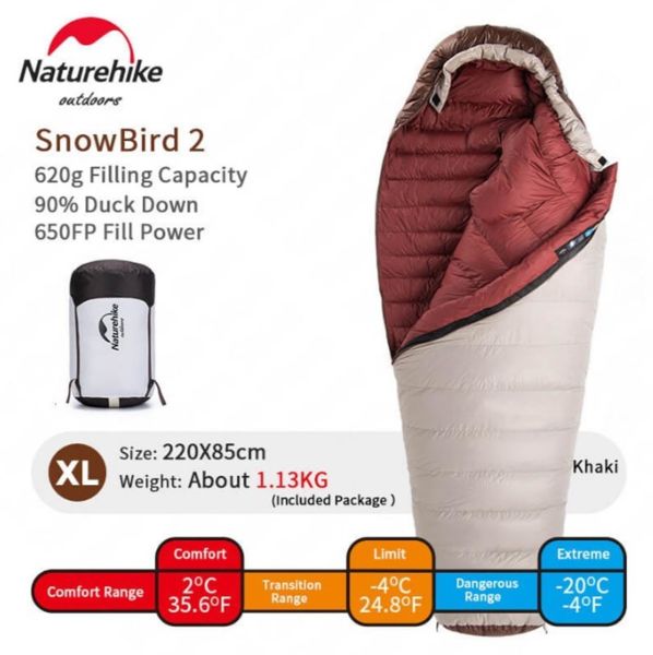 Naturehike XL/620G Snowbird Ördek Tüyü Mumya Uyku Tulumu -20°C