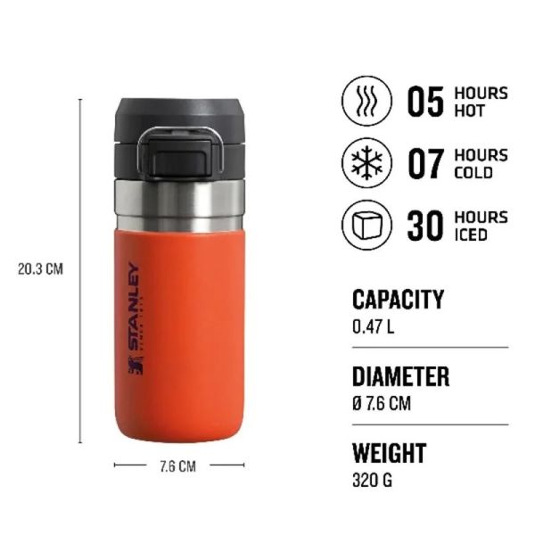 Stanley The Quick Flip Paslanmaz Çelik Termos 0,47 LT Turuncu