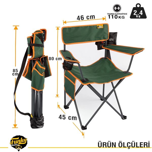 Funky Chair Camper KAtlanabilir Kamp Sandalyesi - Yeşil