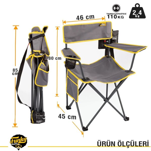 Funky Chairs Camper Katlanabilir Kamp Sandalyesi - Gri
