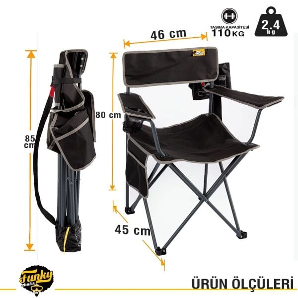 Funky Chairs Camper Katlanabilir Kamp Sandalyesi - Siyah
