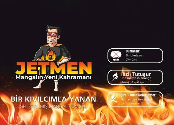 Jetmen MegaStar PRO Geliştirilmiş Mangal Kömürü 12 kg [6 Paket]