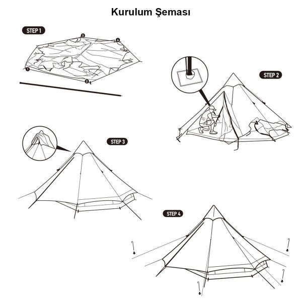 Naturehike Brighten 6.4 Lüks Piramit Pamuk Glamping Çadırı