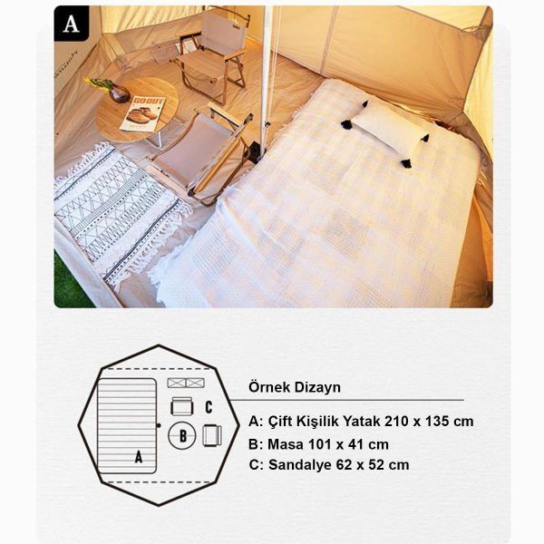 Naturehike Brighten 6.4 Lüks Piramit Pamuk Glamping Çadırı