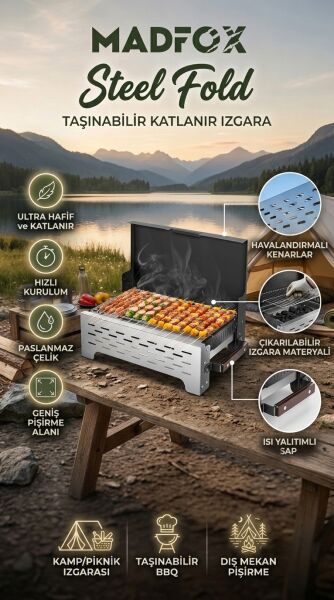 Madfox SteelFold Paslanmaz Çelik Katlanabilir Mangal