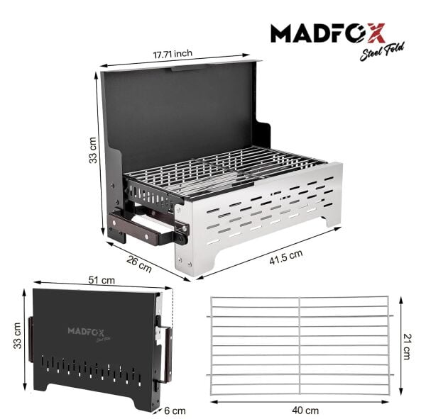 Madfox SteelFold Paslanmaz Çelik Katlanabilir Mangal