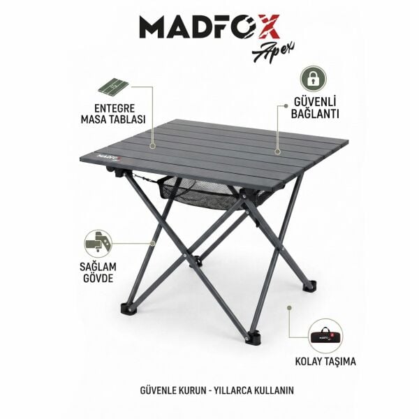 Madfox Apex Katlanabilir Alüminyum Kamp Masası 42*42*42 cm