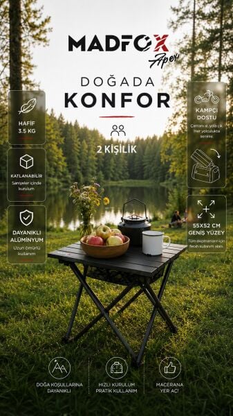 Madfox Apex Katlanabilir Alüminyum Kamp Masası 50*55*52 cm