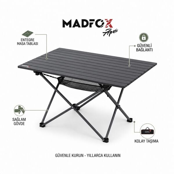 Madfox Apex Katlanabilir Alüminyum Kamp Masası 80*56*62 cm